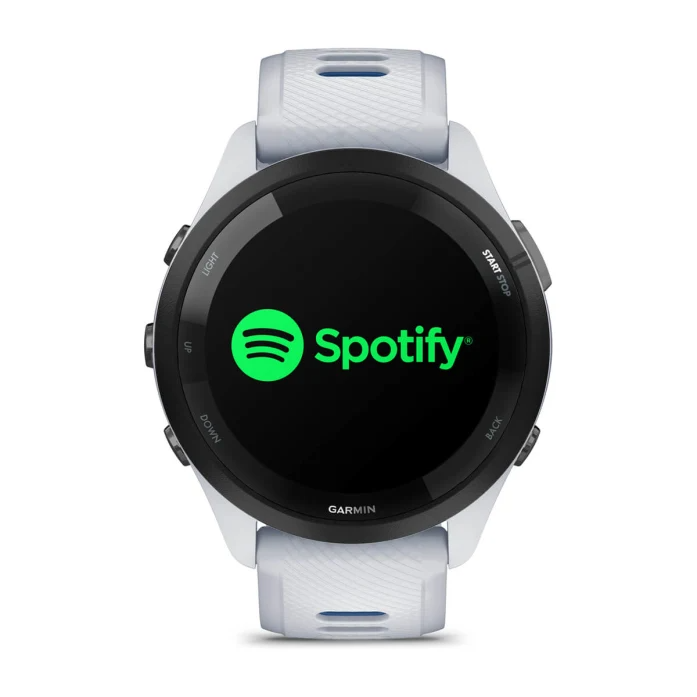 Forerunner 265 Black Bezel with Whitestone Case and Whitestone/Tidal Blue Silicone Band — фото 6