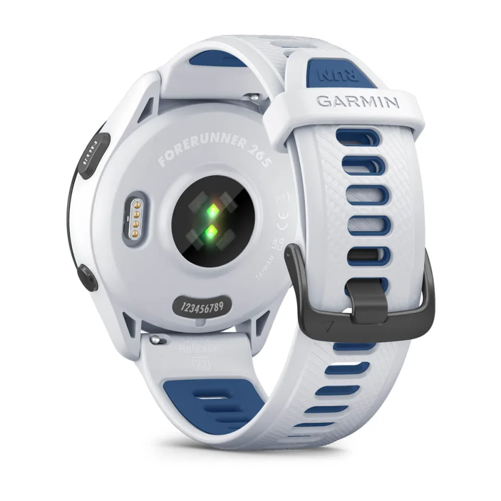 Forerunner 265 Black Bezel with Whitestone Case and Whitestone/Tidal Blue Silicone Band — фото 7