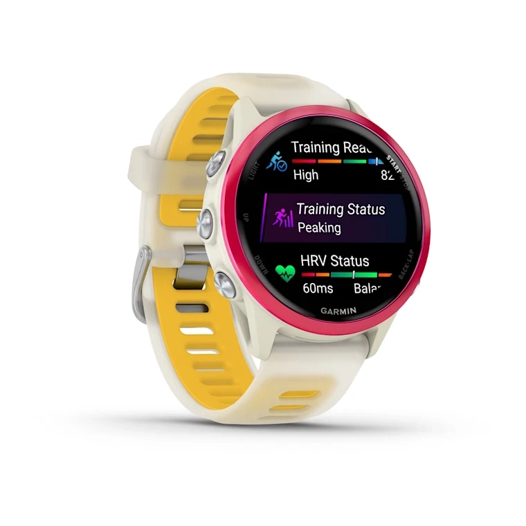 Forerunner 570 - 42mm Raspberry Aluminum with Translucent Bone/Mango Band — фото 2
