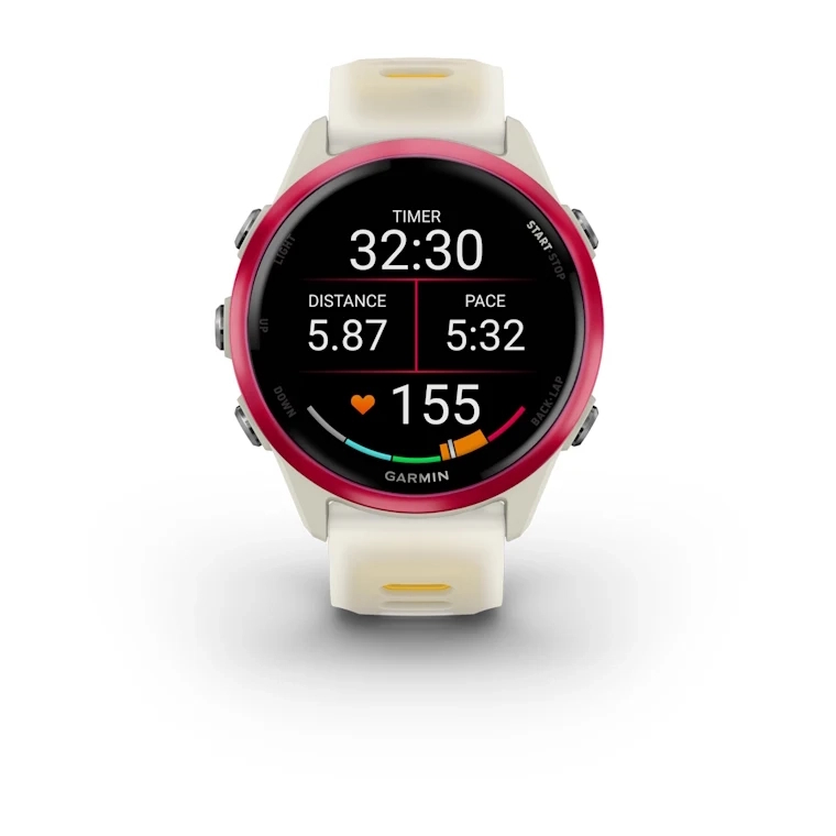 Forerunner 570 - 42mm Raspberry Aluminum with Translucent Bone/Mango Band — фото 5