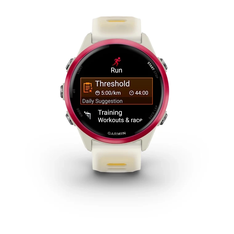 Forerunner 570 - 42mm Raspberry Aluminum with Translucent Bone/Mango Band — фото 8