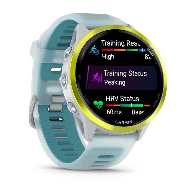 Forerunner 570 - 47mm Amp Yellow Aluminium with Translucent Whitestone/Turquoise Band — фото 2