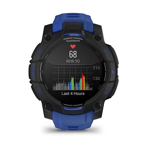 Instinct 3 – 45 mm, AMOLED Black with Bolt Blue/Black Band — фото 6