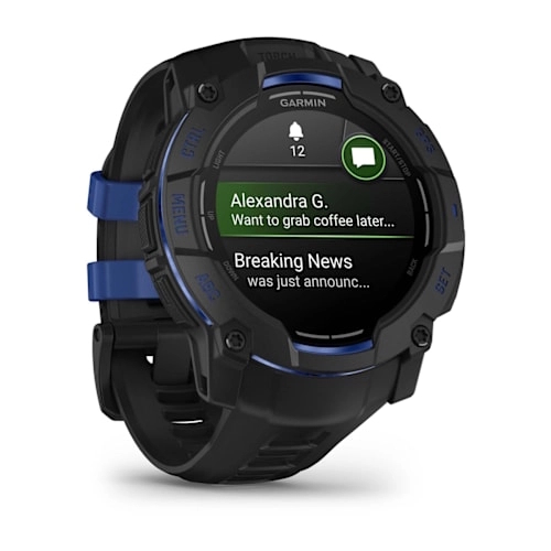 Instinct 3 – 50 mm, AMOLED Black with Black/Bolt Blue Band — фото 2