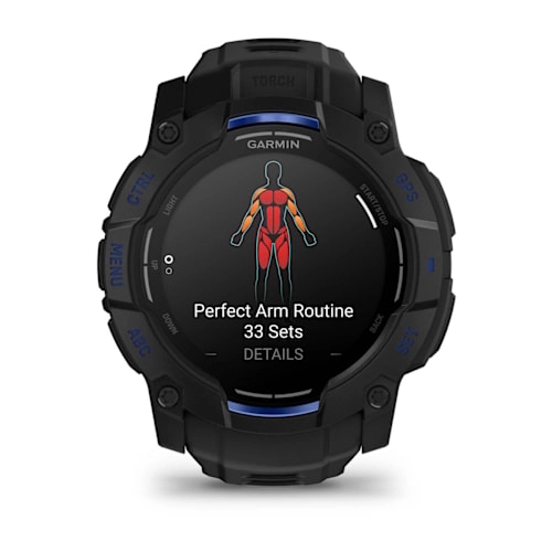 Instinct 3 – 50 mm, AMOLED Black with Black/Bolt Blue Band — фото 3