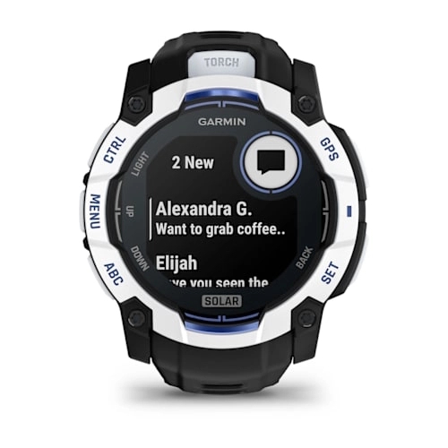 Instinct 3 – 50 mm, Solar Whitestone with Black/Bolt Blue Band — фото 3
