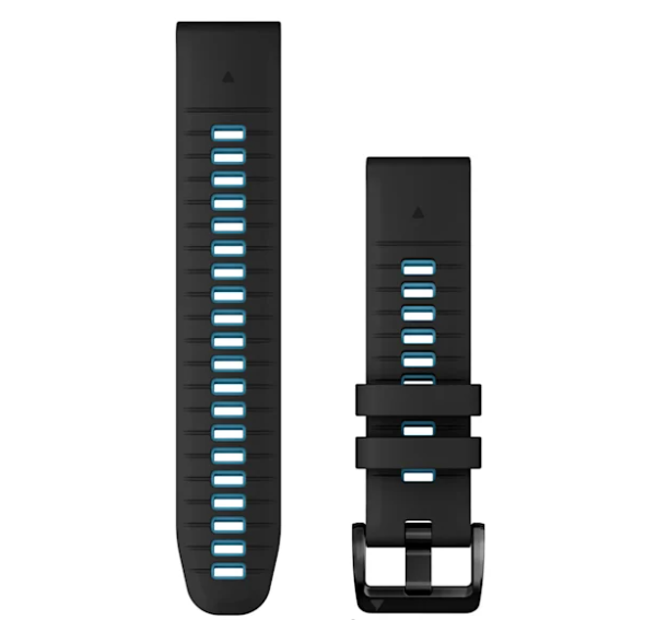 QuickFit 22 Watch Bands Black/Cirrus Blue Silicone