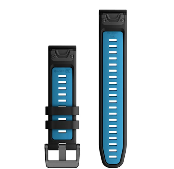 QuickFit 22 Watch Bands Black/Cirrus Blue Silicone — фото 2