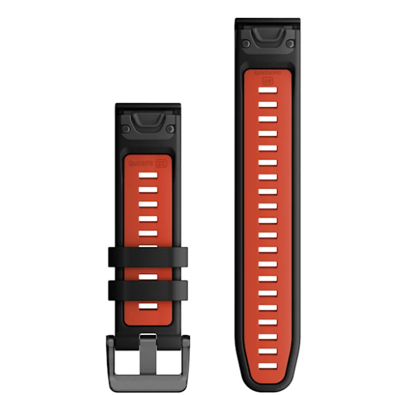 QuickFit 22 Watch Bands Black/Flame Red Silicone — фото 2