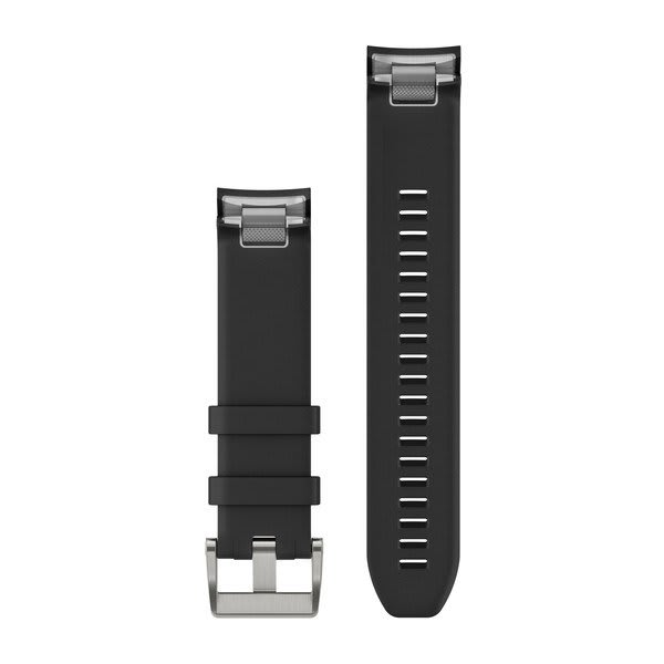 QuickFit 22 Watch Bands Black Silicone Strap (Silver) — фото 2