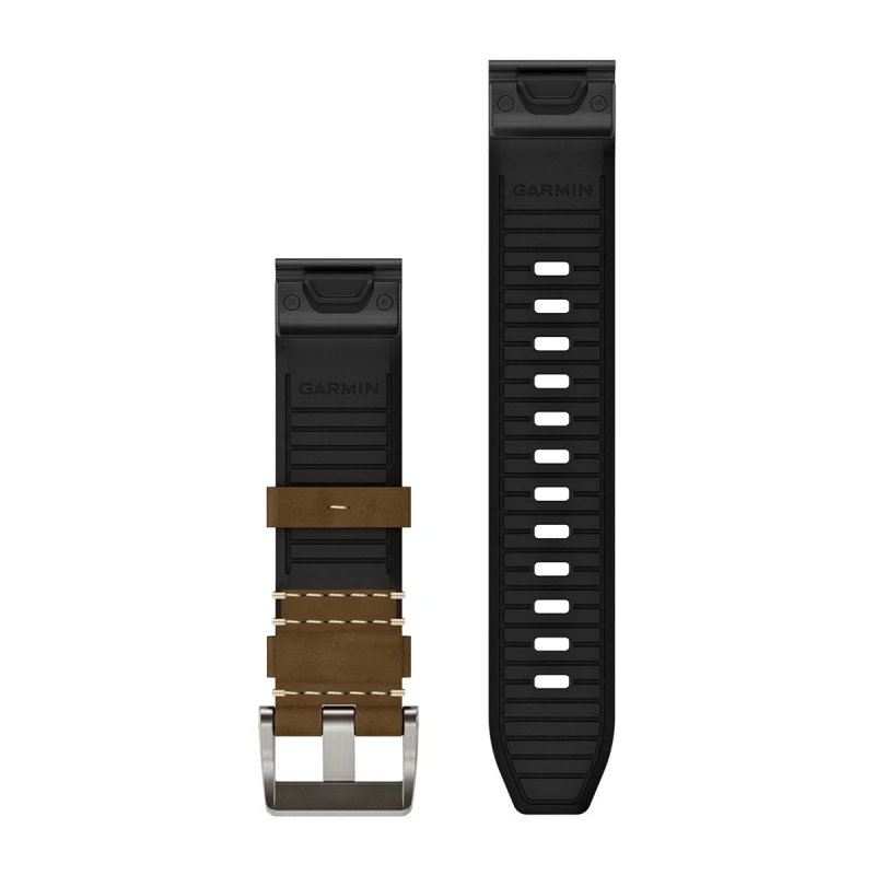 Quickfit 22 Watch Straps Leather/FKM hybrid strap, tundra/black — фото 2