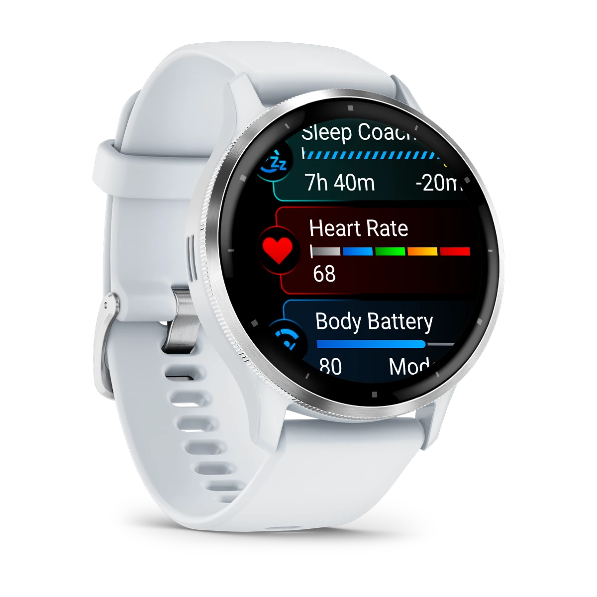 Venu 3 Silver Stainless Steel Bezel with Whitestone Case and Silicone Band — фото 3