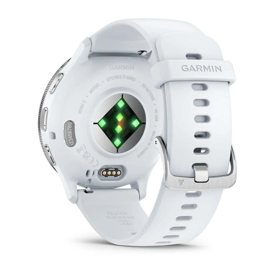 Venu 3 Silver Stainless Steel Bezel with Whitestone Case and Silicone Band — фото 6