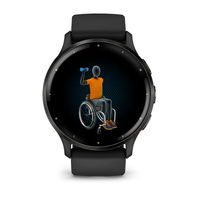 Venu 3 Slate Stainless Steel Bezel with Black Case and Silicone Band — фото 2