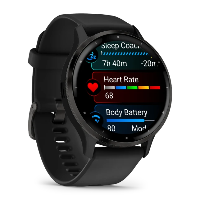 Venu 3 Slate Stainless Steel Bezel with Black Case and Silicone Band — фото 5