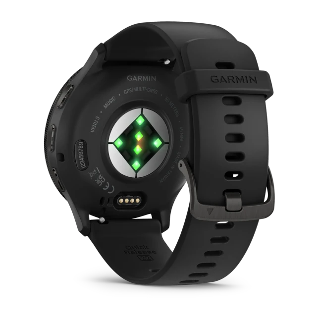 Venu 3 Slate Stainless Steel Bezel with Black Case and Silicone Band — фото 8