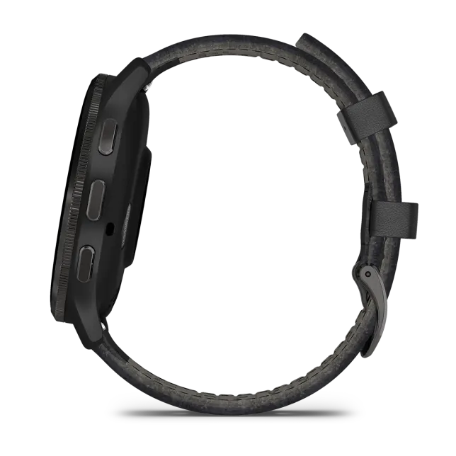 Venu 3 Slate stainless steel bezel with black case and black leather band — фото 6