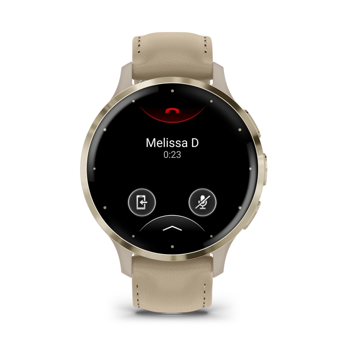 Venu 3S Soft gold stainless steel bezel with French grey case and leather band — фото 4
