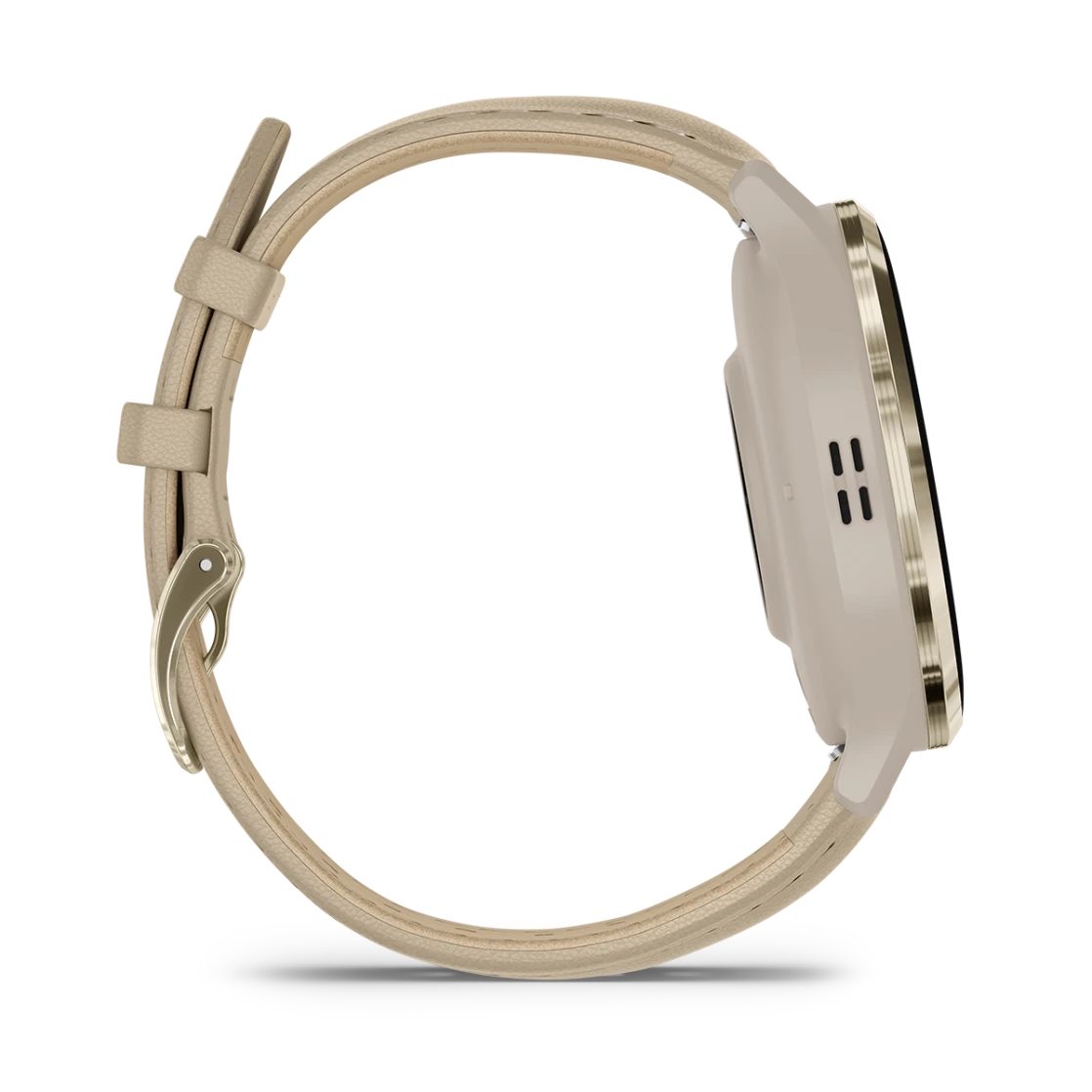 Venu 3S Soft gold stainless steel bezel with French grey case and leather band — фото 6