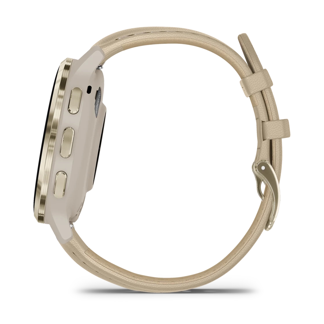 Venu 3S Soft gold stainless steel bezel with French grey case and leather band — фото 8