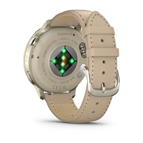 Venu 4 - 41 mm Lunar Gold with Bone Silicone Band and Light Sand Leather Band — фото 5
