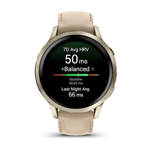 Venu 4 - 41 mm Lunar Gold with Bone Silicone Band and Light Sand Leather Band — фото 6