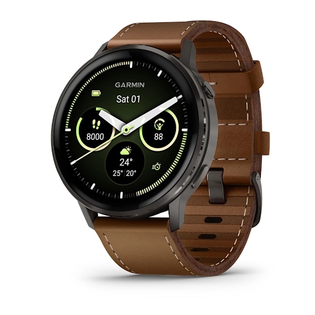 Venu 4 - 45 mm Slate with Black Silicone Band and Brown Leather Band