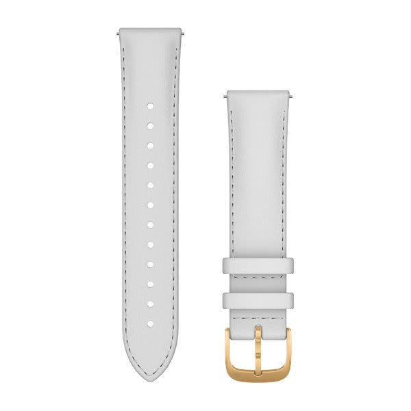 Quick Release Band 20mm White Italian Leather/24K Gold PVD