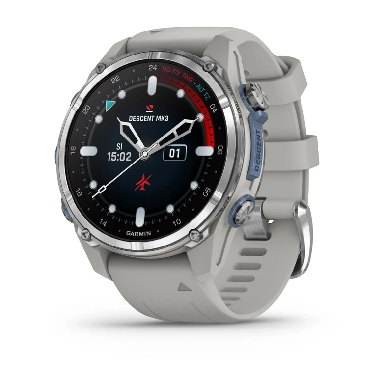 Descent Mk3 – 43 mm Stainless Steel with Fog Gray Silicone Band
