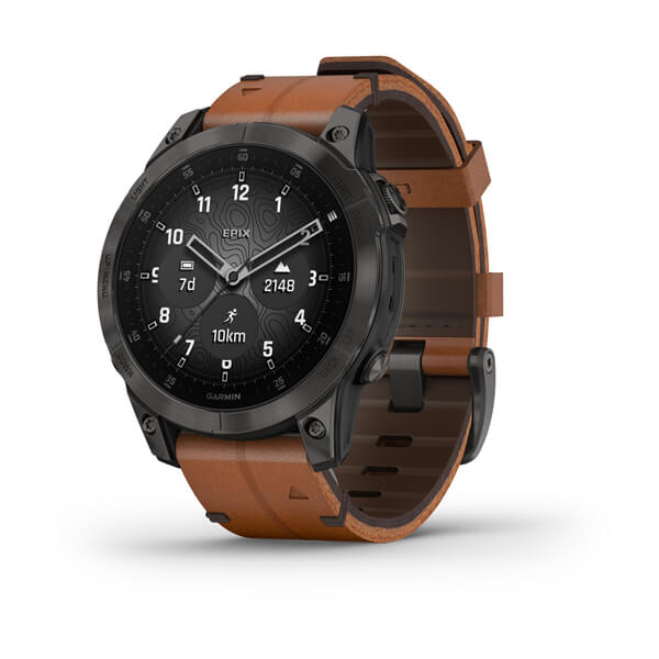 Epix (Gen 2) Sapphire Black Titanium with Chestnut Leather Strap 47mm