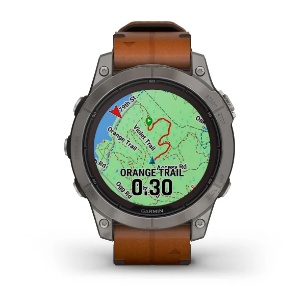 Fenix 7 Pro – Sapphire Solar Edition Titanium with Chestnut Leather Band — фото 7