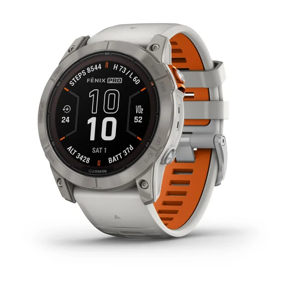 Fenix 7X Pro – Sapphire Solar Edition Titanium with Fog Gray/Ember Orange Band