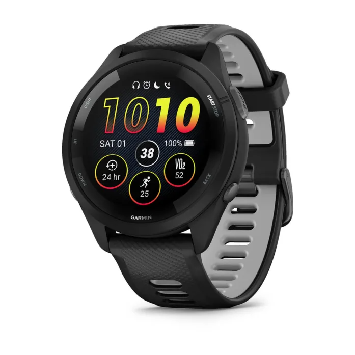Forerunner 265 Black Bezel and Case with Black/Powder Gray Silicone Band