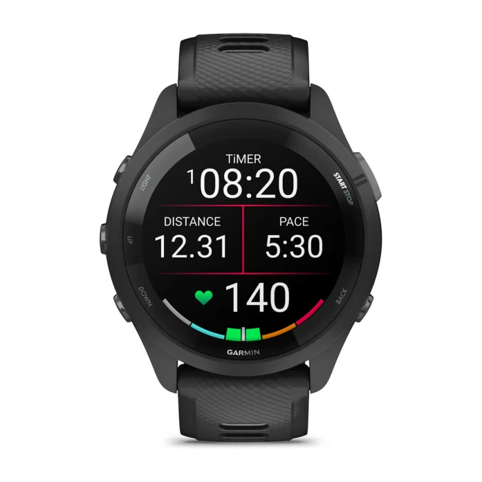 Forerunner 265 Black Bezel and Case with Black/Powder Gray Silicone Band — фото 2