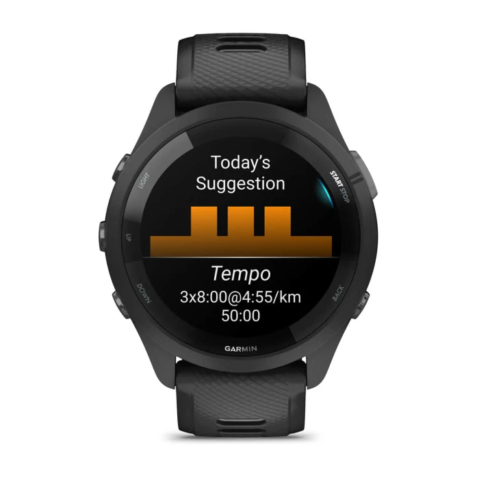 Forerunner 265 Black Bezel and Case with Black/Powder Gray Silicone Band — фото 4
