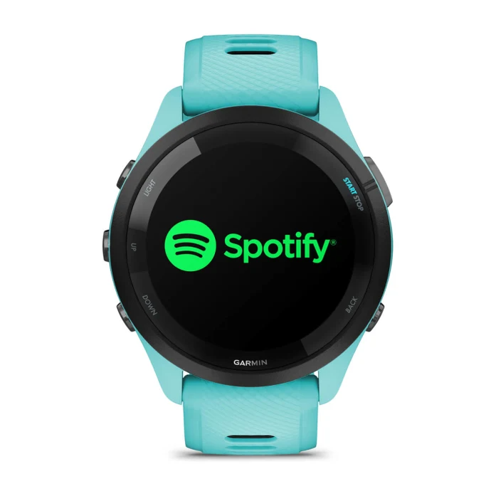 Forerunner 265 Black Bezel with Aqua Case and Aqua/Black Silicone Band — фото 6