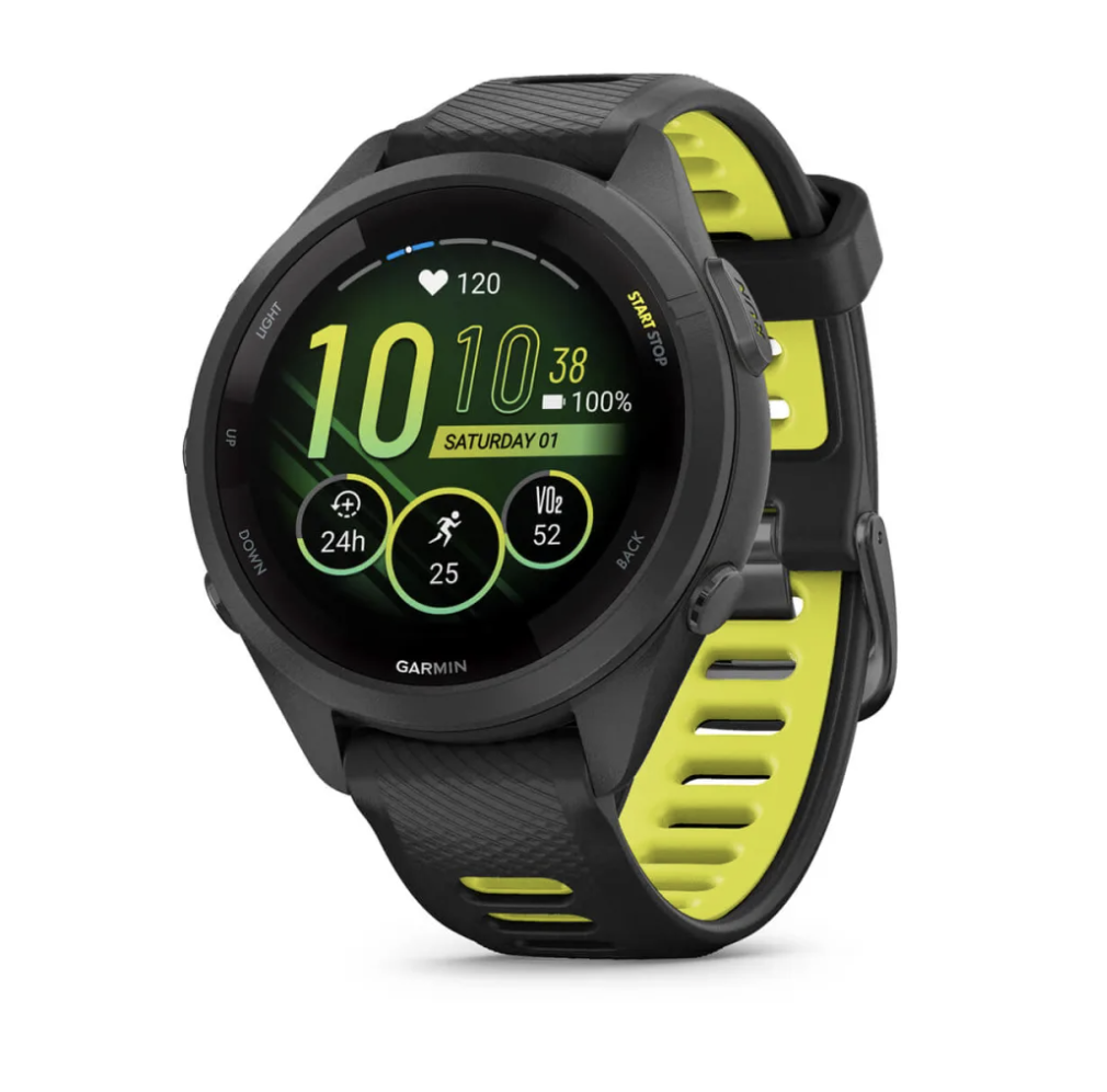 Forerunner 265S Black Bezel and Case with Black/Amp Yellow Silicone Band