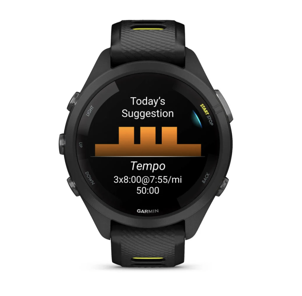 Forerunner 265S Black Bezel and Case with Black/Amp Yellow Silicone Band — фото 4