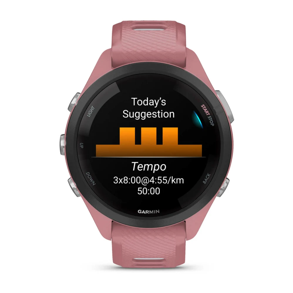Forerunner 265S Black Bezel with Light Pink Case and Light Pink/Whitestone Silicone Band — фото 4