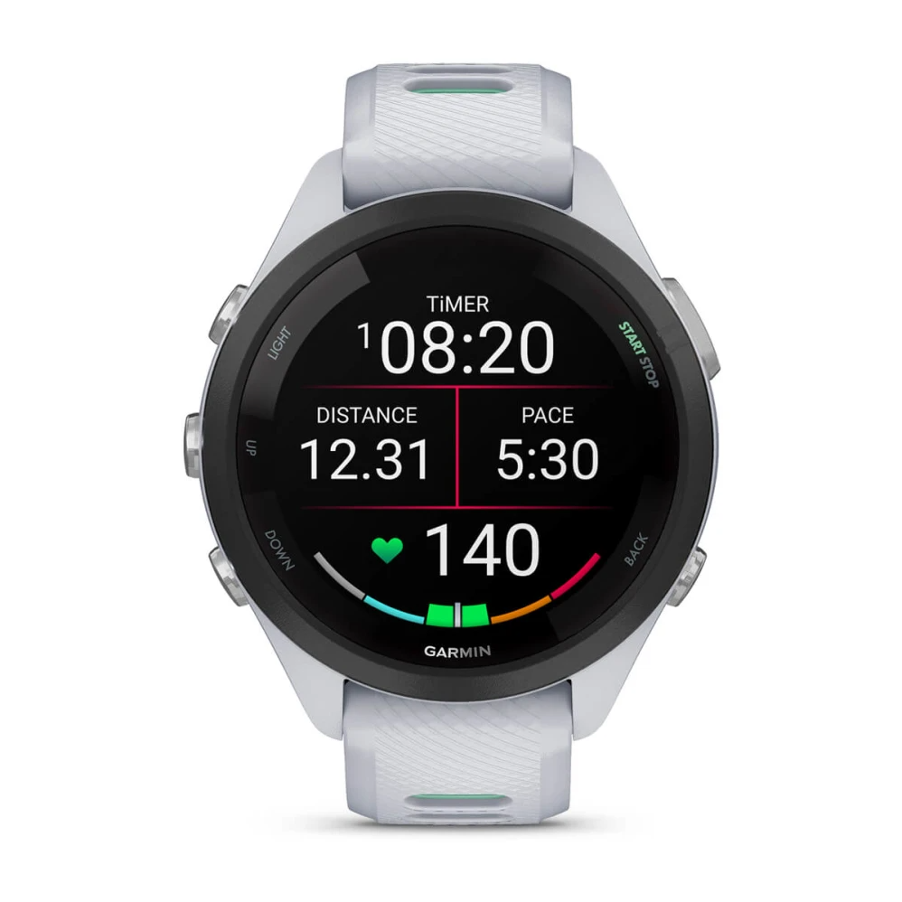 Forerunner 265S Black Bezel with Whitestone Case and Whitestone/Neo Tropic Silicone Band — фото 2