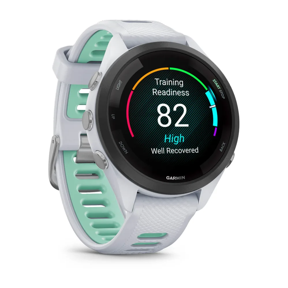 Forerunner 265S Black Bezel with Whitestone Case and Whitestone/Neo Tropic Silicone Band — фото 3