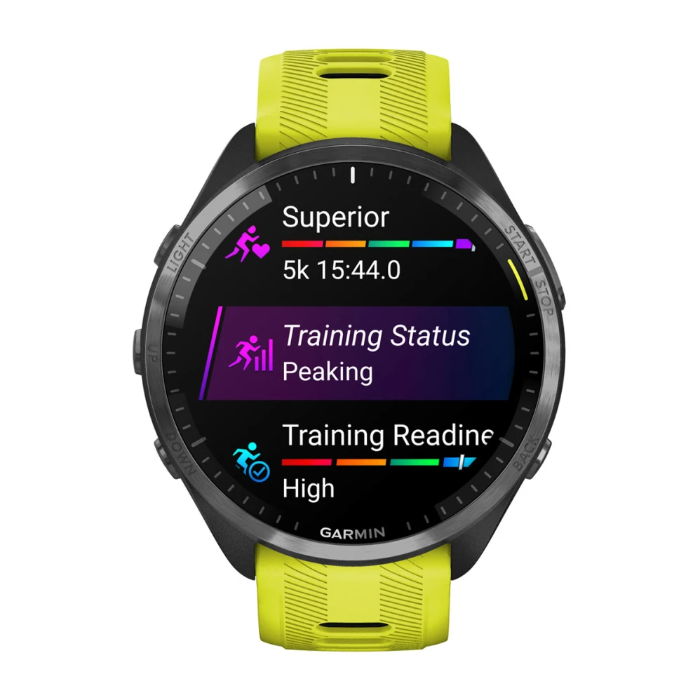 Forerunner 965 Carbon Gray DLC Titanium Bezel with Black Case and Amp Yellow/Black Silicone Band — фото 2