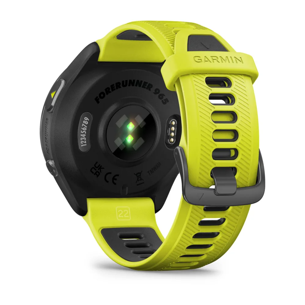 Forerunner 965 Carbon Gray DLC Titanium Bezel with Black Case and Amp Yellow/Black Silicone Band — фото 4