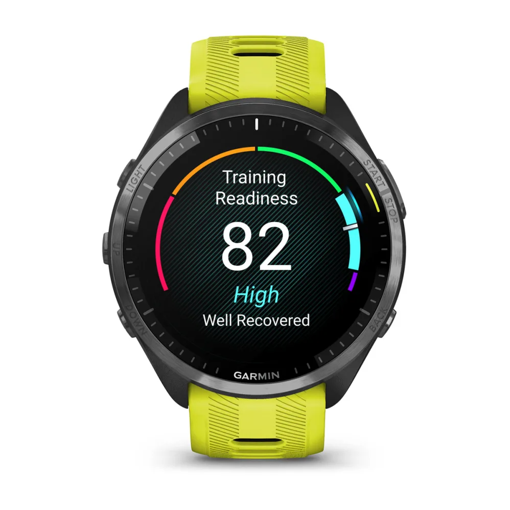 Forerunner 965 Carbon Gray DLC Titanium Bezel with Black Case and Amp Yellow/Black Silicone Band — фото 5