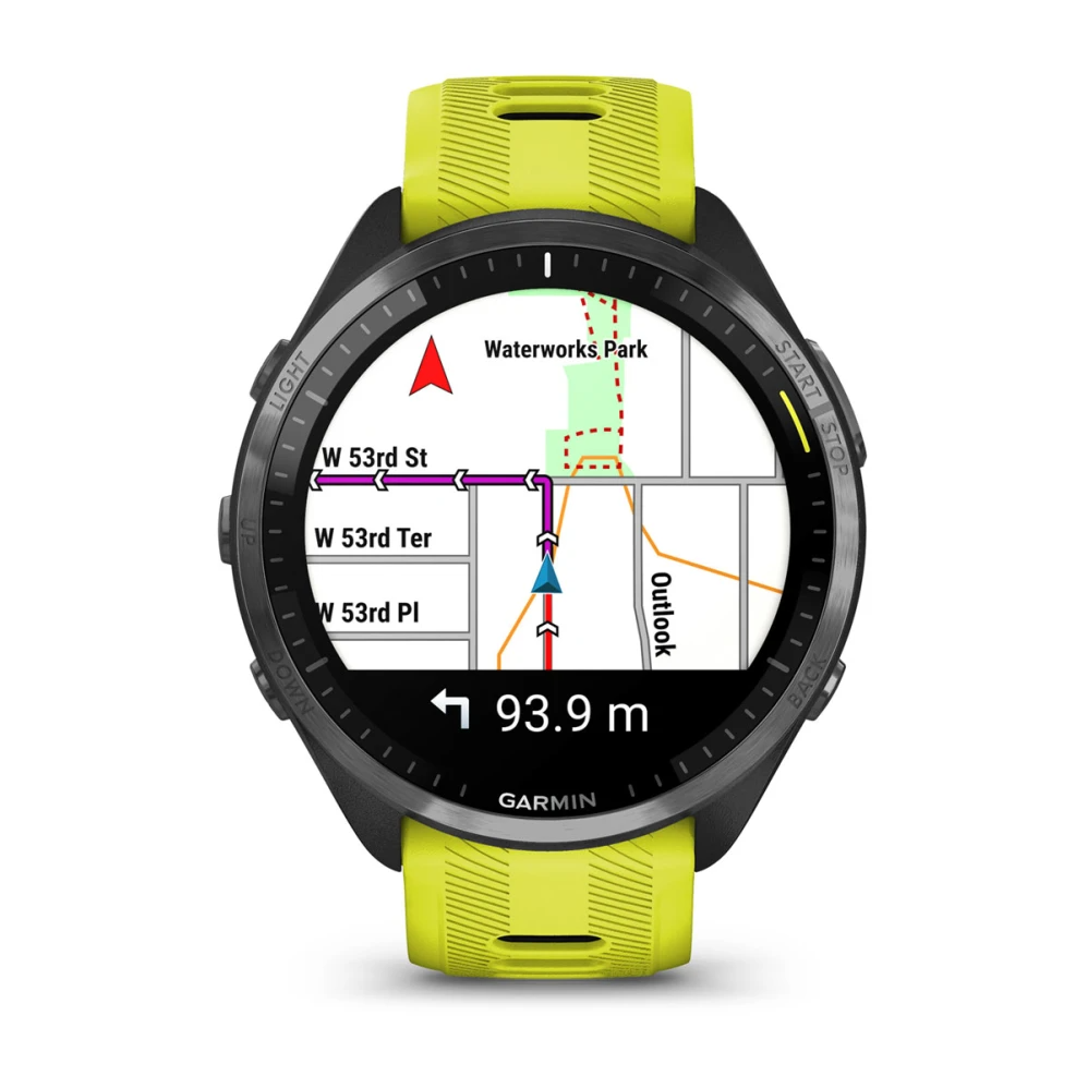 Forerunner 965 Carbon Gray DLC Titanium Bezel with Black Case and Amp Yellow/Black Silicone Band — фото 7