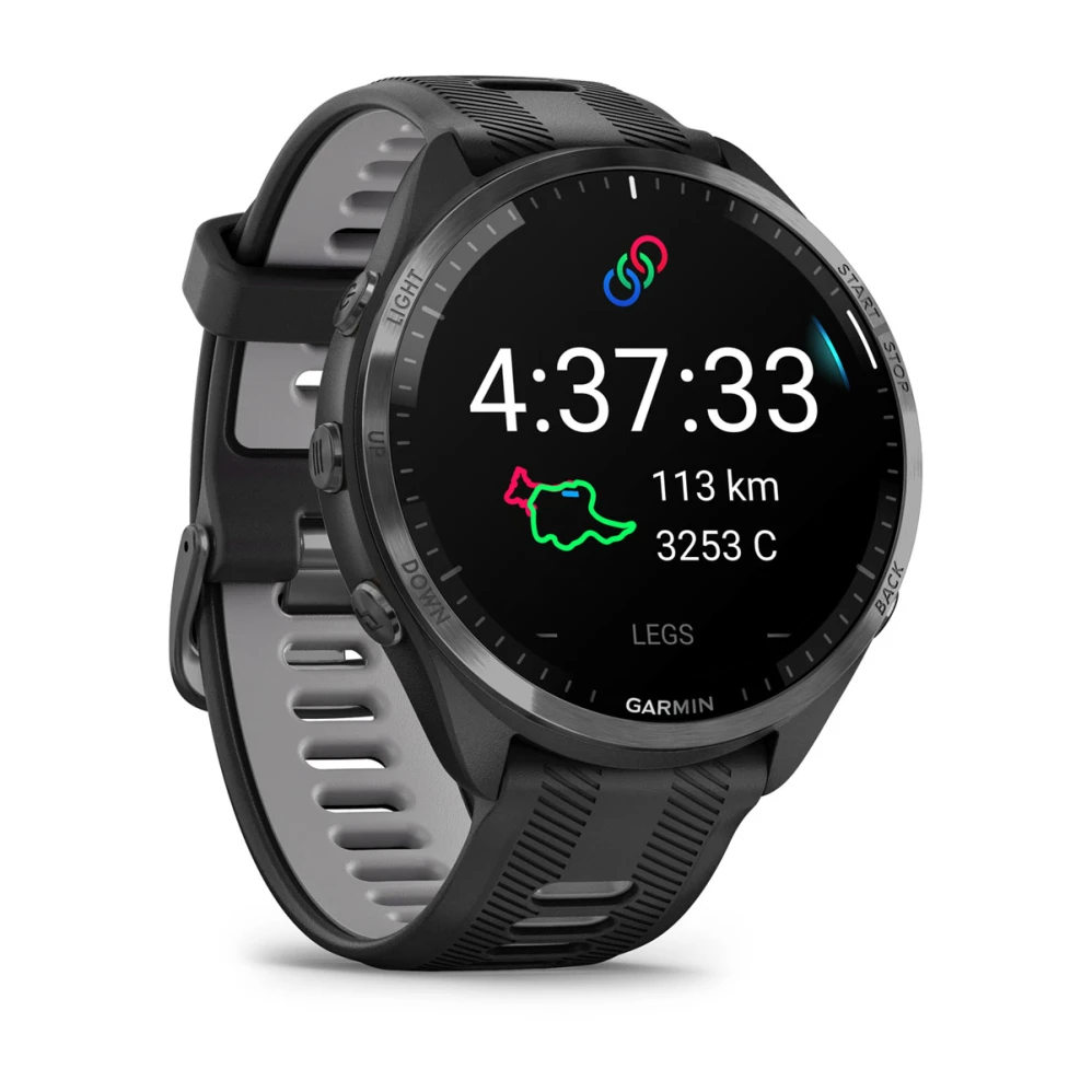 Forerunner 965 Carbon Gray DLC Titanium Bezel with Black Case and Black/Powder Gray Silicone Band — фото 3
