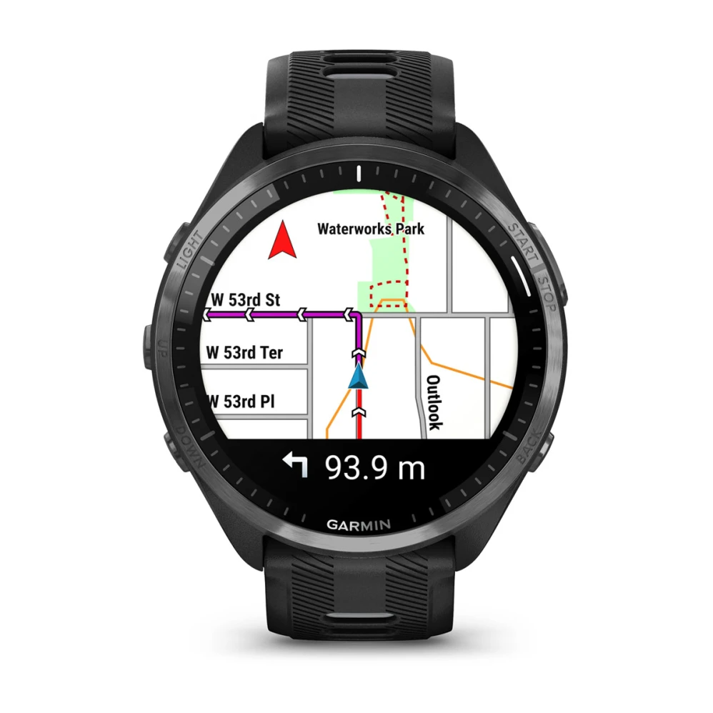 Forerunner 965 Carbon Gray DLC Titanium Bezel with Black Case and Black/Powder Gray Silicone Band — фото 4