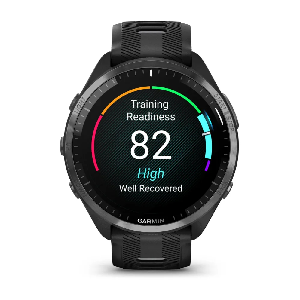 Forerunner 965 Carbon Gray DLC Titanium Bezel with Black Case and Black/Powder Gray Silicone Band — фото 6