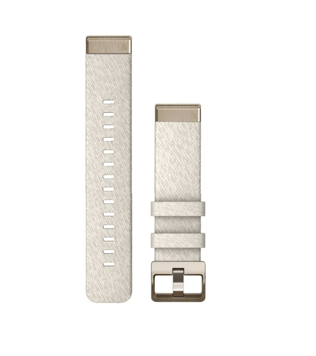 QuickFit 20 Watch Bands Cream Heathered Nylon with Cream Gold Hardware