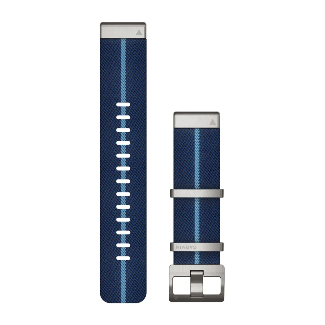 QuickFit 22 Watch Straps Striped Jacquard-weave Nylon Strap, Indigo